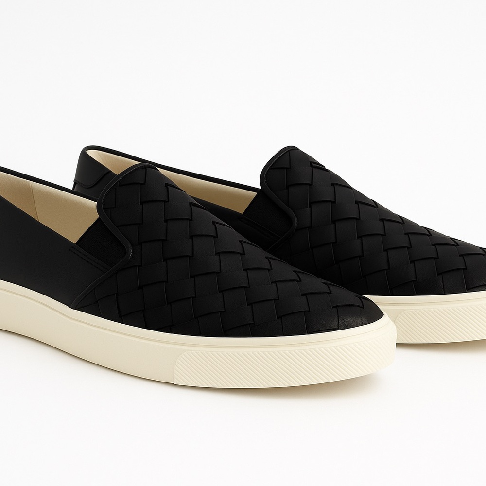 Sam Edelman Eda Slip-On Sneakers Black Woven Leather Size 8 - Picture 5 of 5